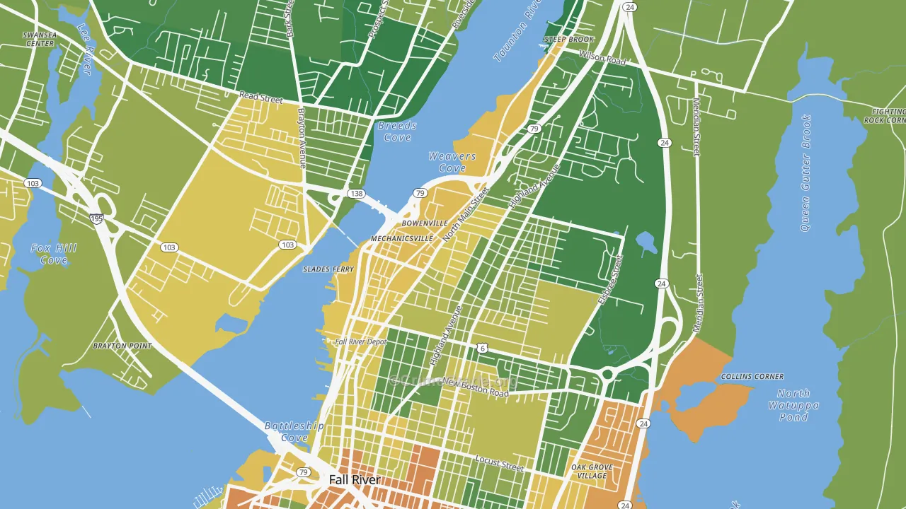 North End, Fall River, MA Map of Murder Rates