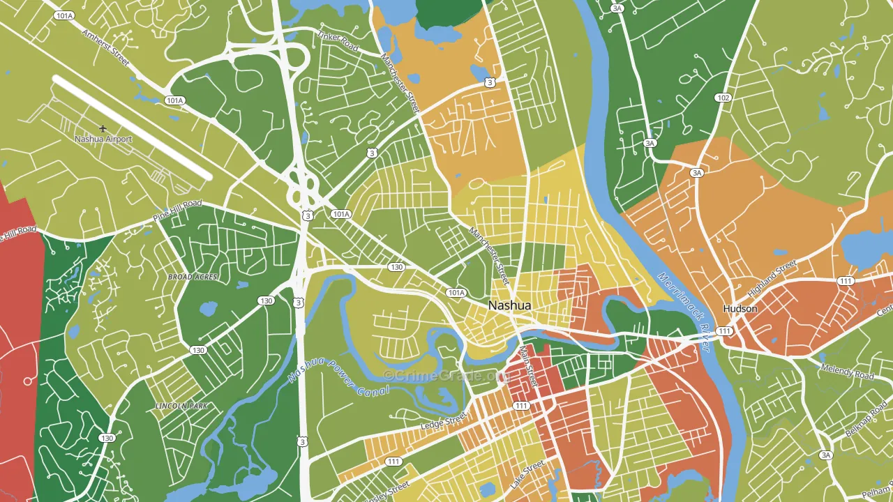 North End, Nashua, NH Map of Murder Rates