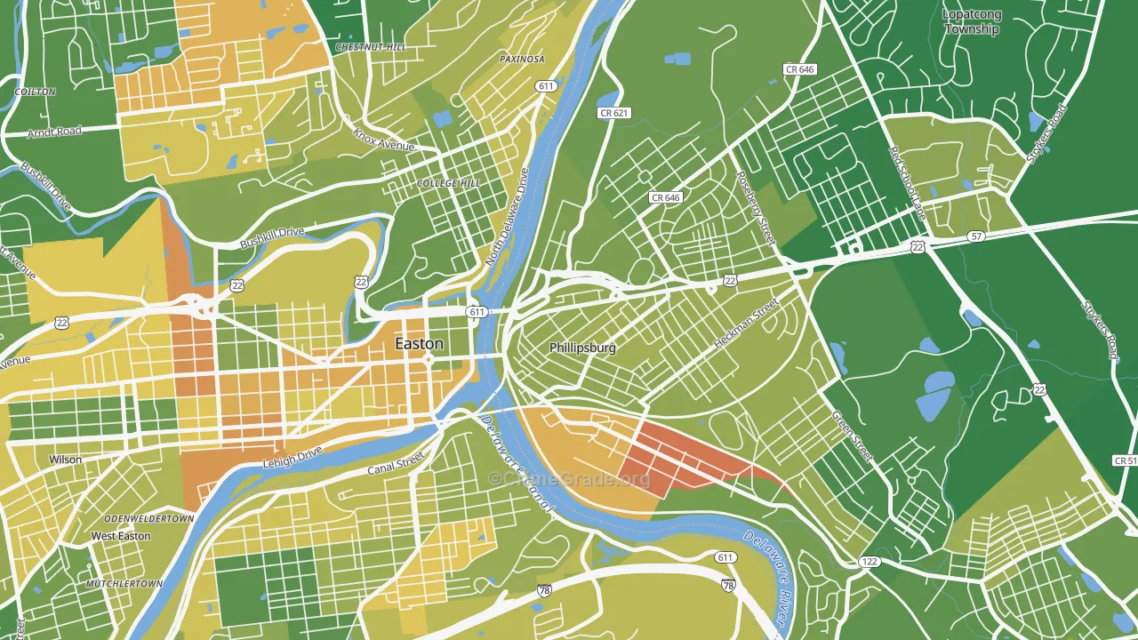 North End, Phillipsburg, NJ Map of Murder Rates