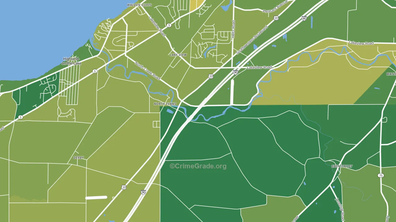 North Evans, NY Map of Murder Rates