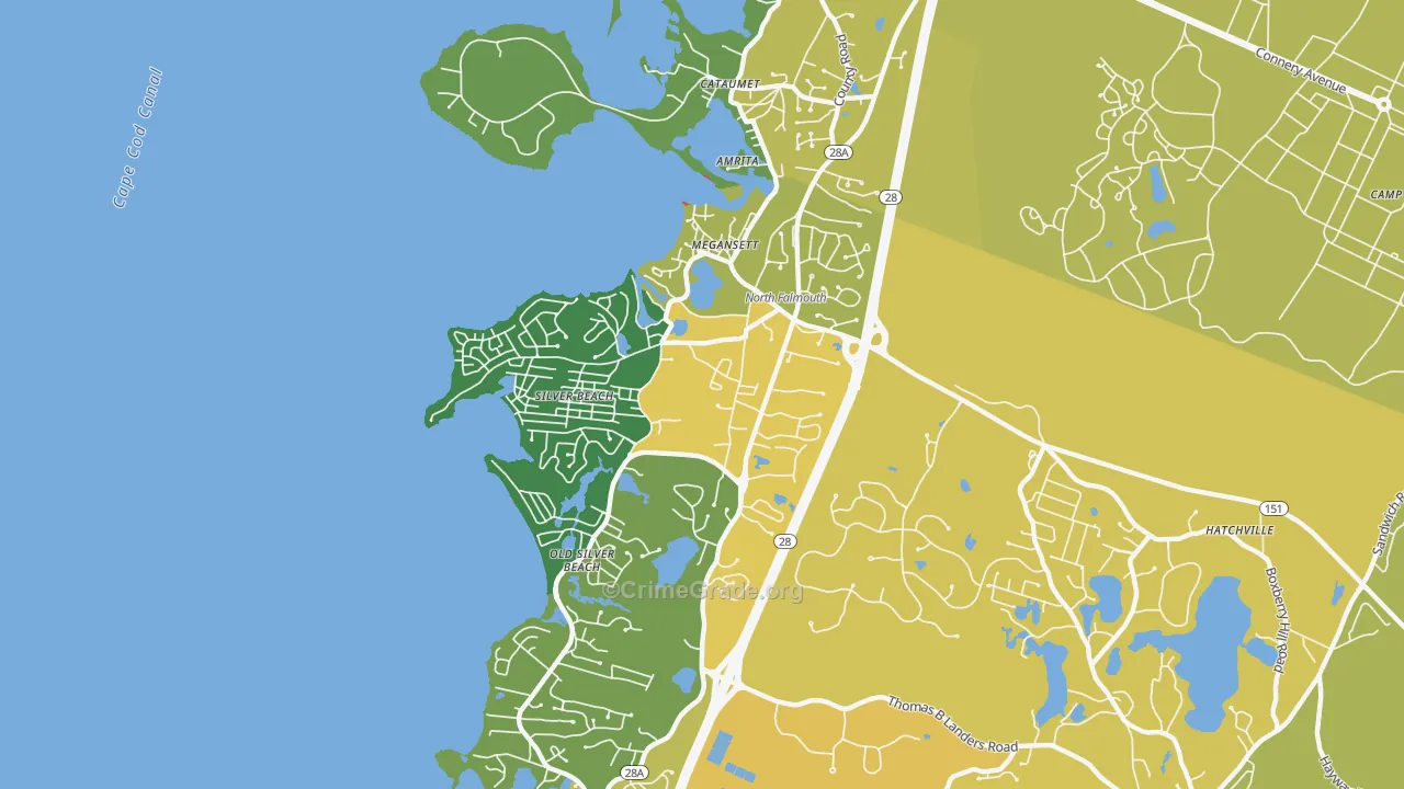 North Falmouth, MA Map of Murder Rates