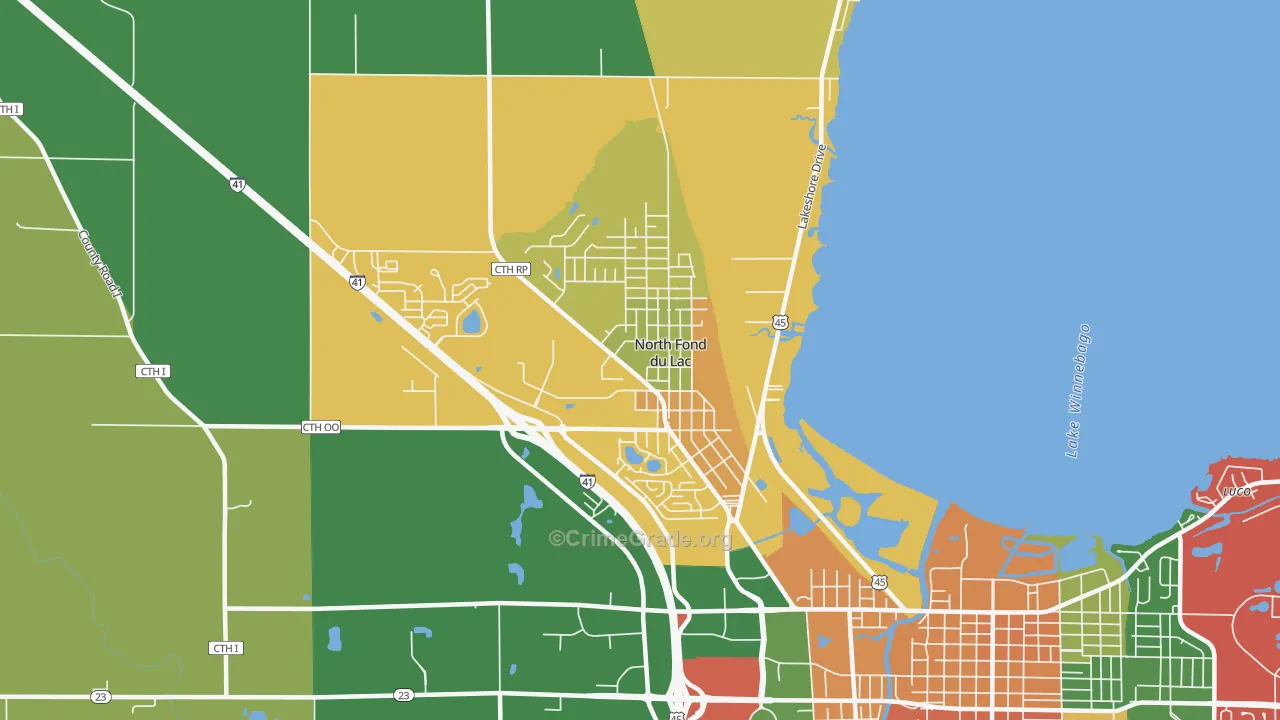 North Fond du Lac, WI Map of Murder Rates
