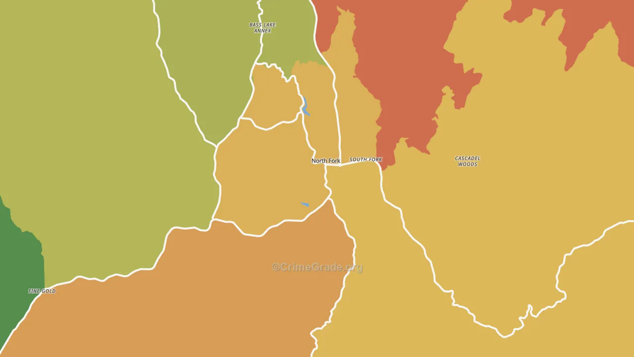 North Fork, CA Map of Murder Rates