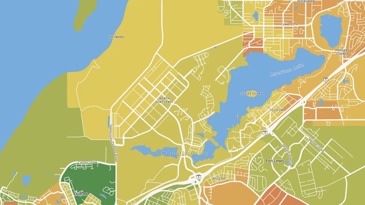 North Fort Lewis, WA Map of Murder Rates
