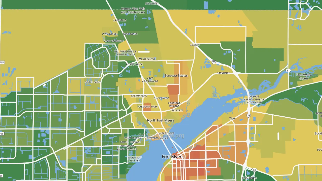 North Fort Myers, FL Map of Murder Rates