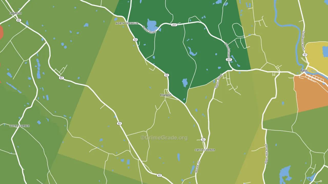 North Franklin, CT Map of Murder Rates