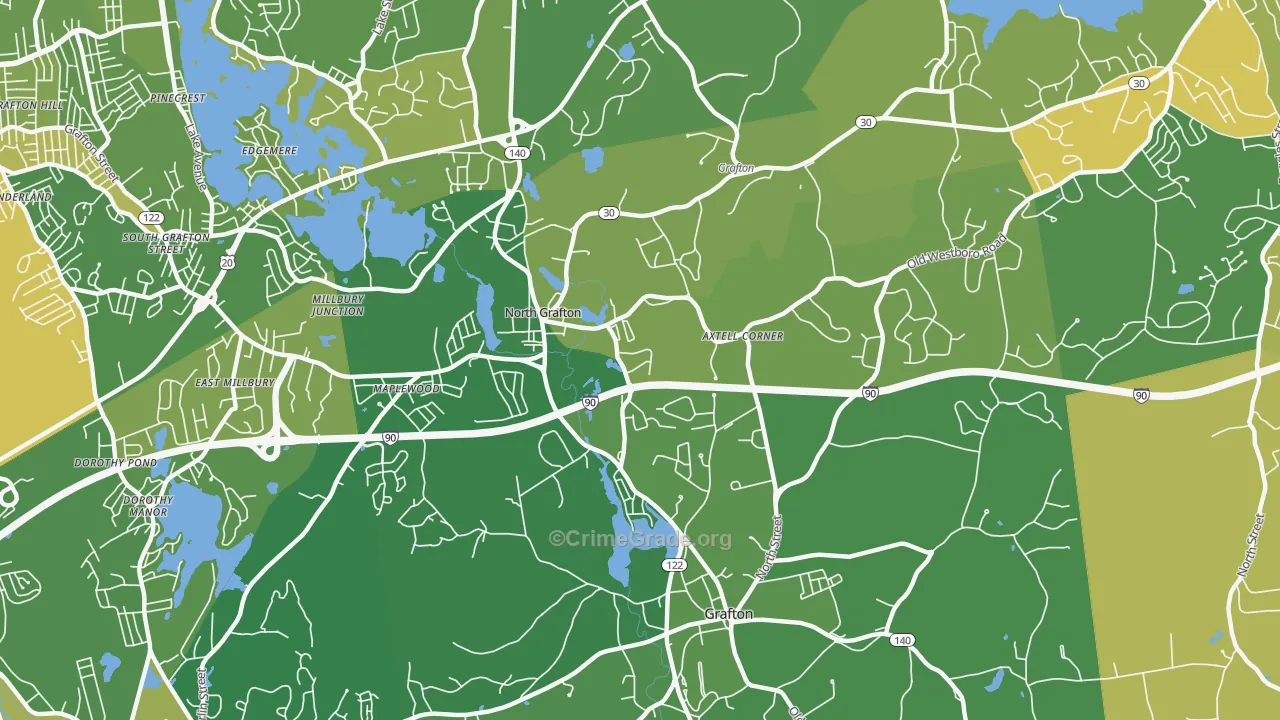 North Grafton, MA Map of Murder Rates
