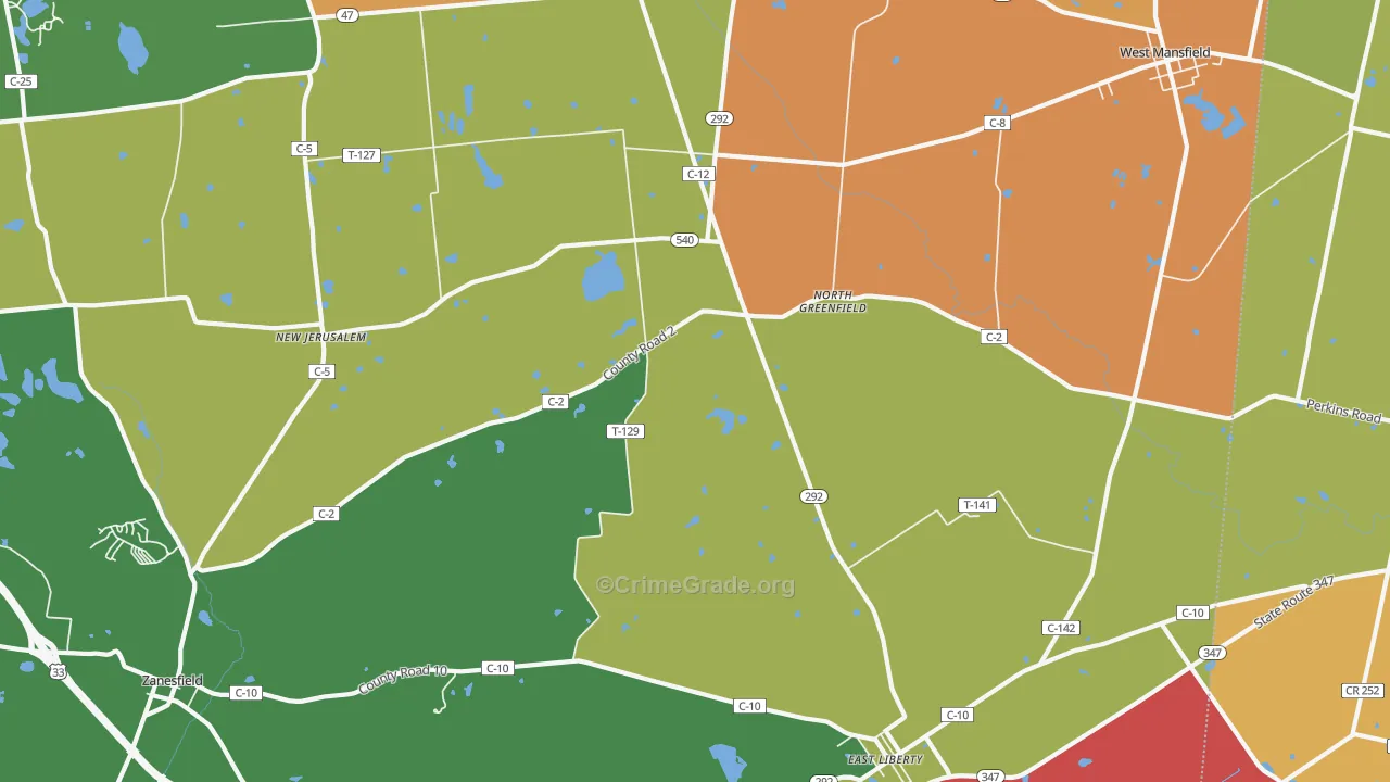 North Greenfield, OH Map of Murder Rates