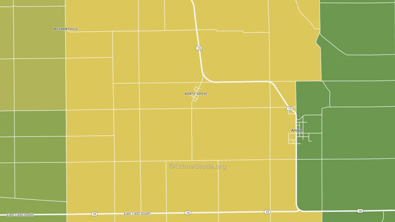 North Grove, IN Map of Murder Rates