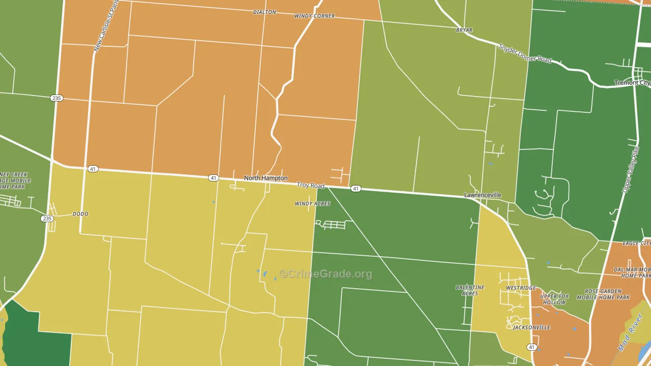 North Hampton, OH Map of Murder Rates