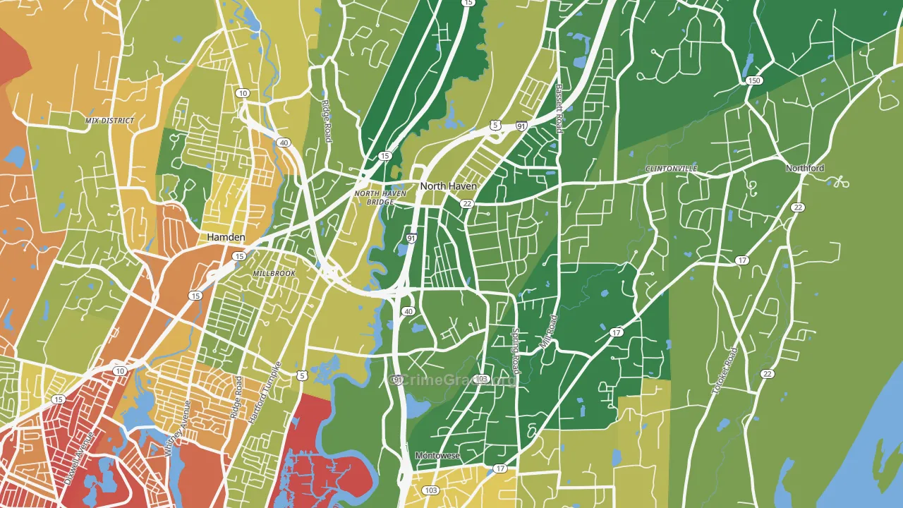 North Haven, CT Map of Murder Rates