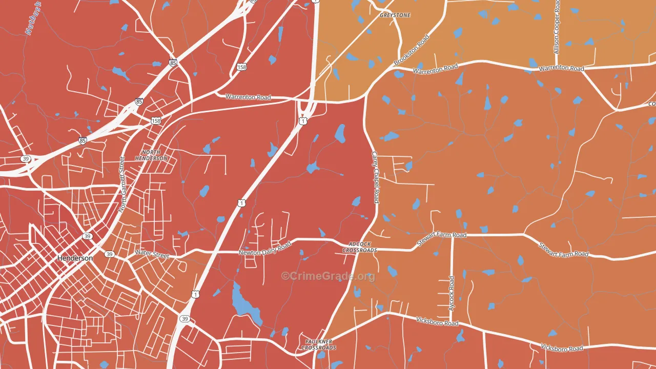 North Henderson, NC Map of Murder Rates