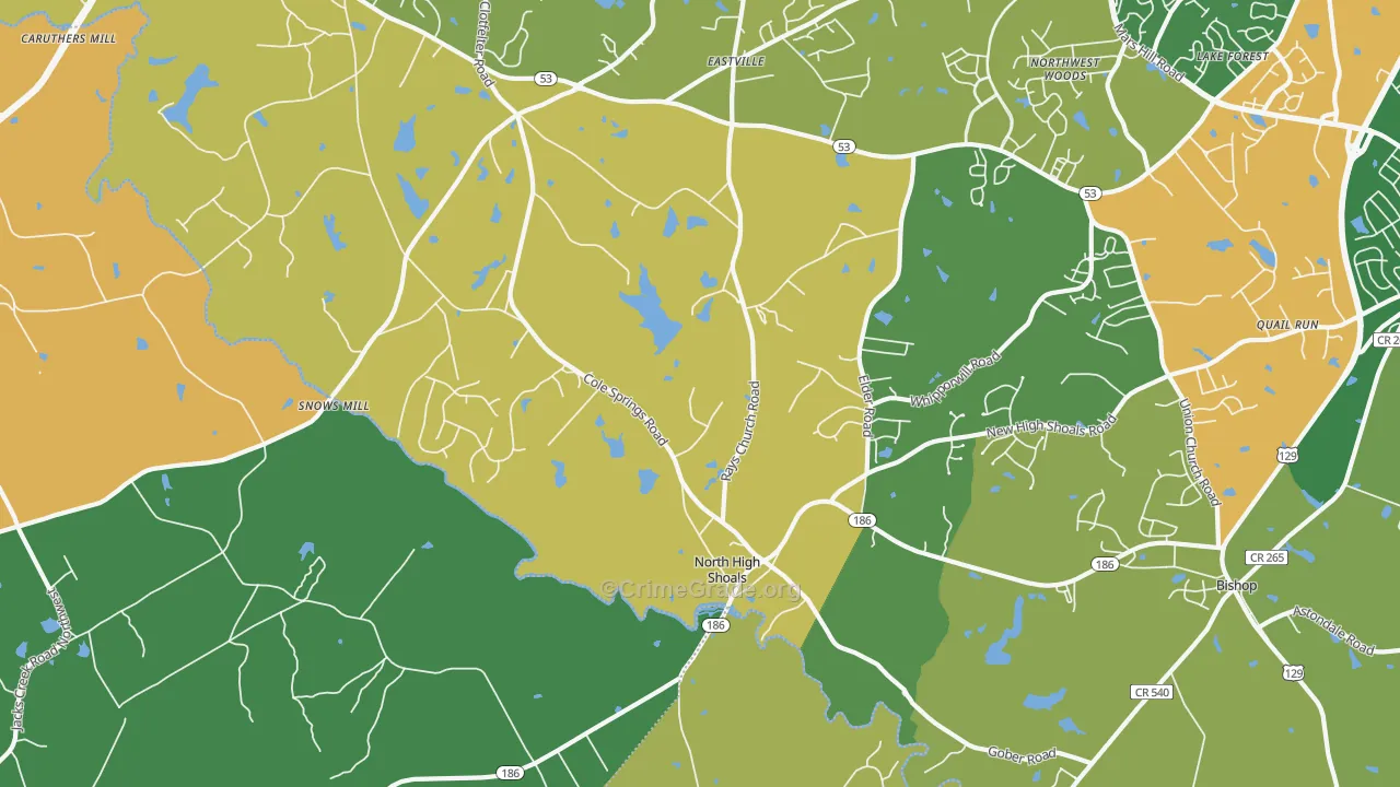 North High Shoals, GA Map of Murder Rates