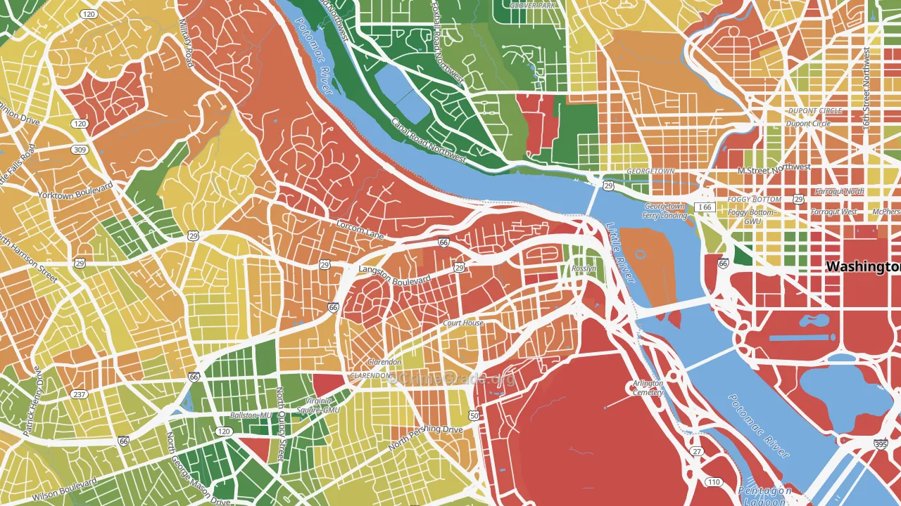 North Highland, Arlington, VA Map of Murder Rates