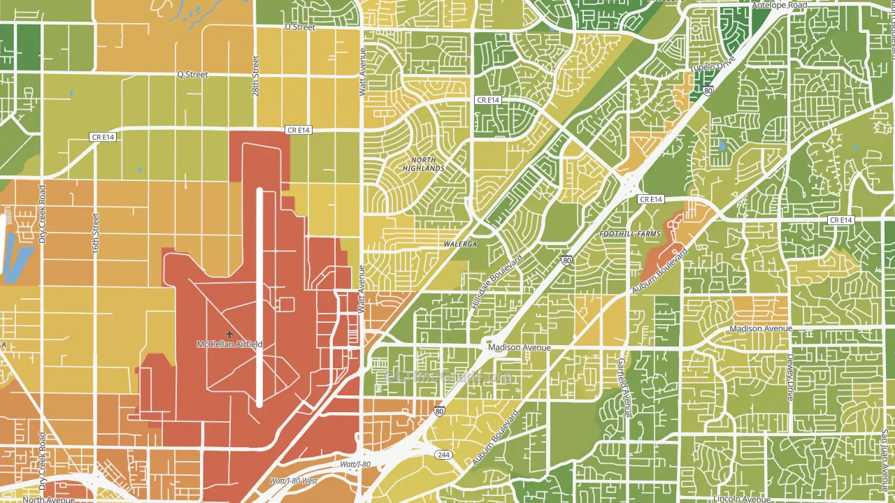 North Highlands, CA Map of Murder Rates