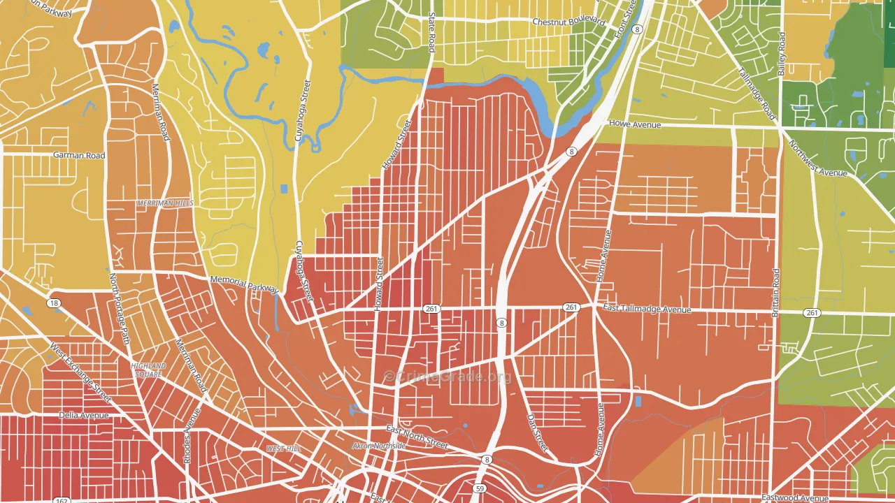 North Hill, Akron, OH Map of Murder Rates
