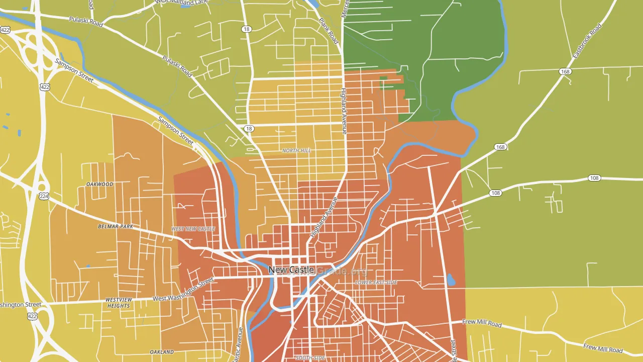 North Hill Historic District, New Castle, PA Map of Murder Rates