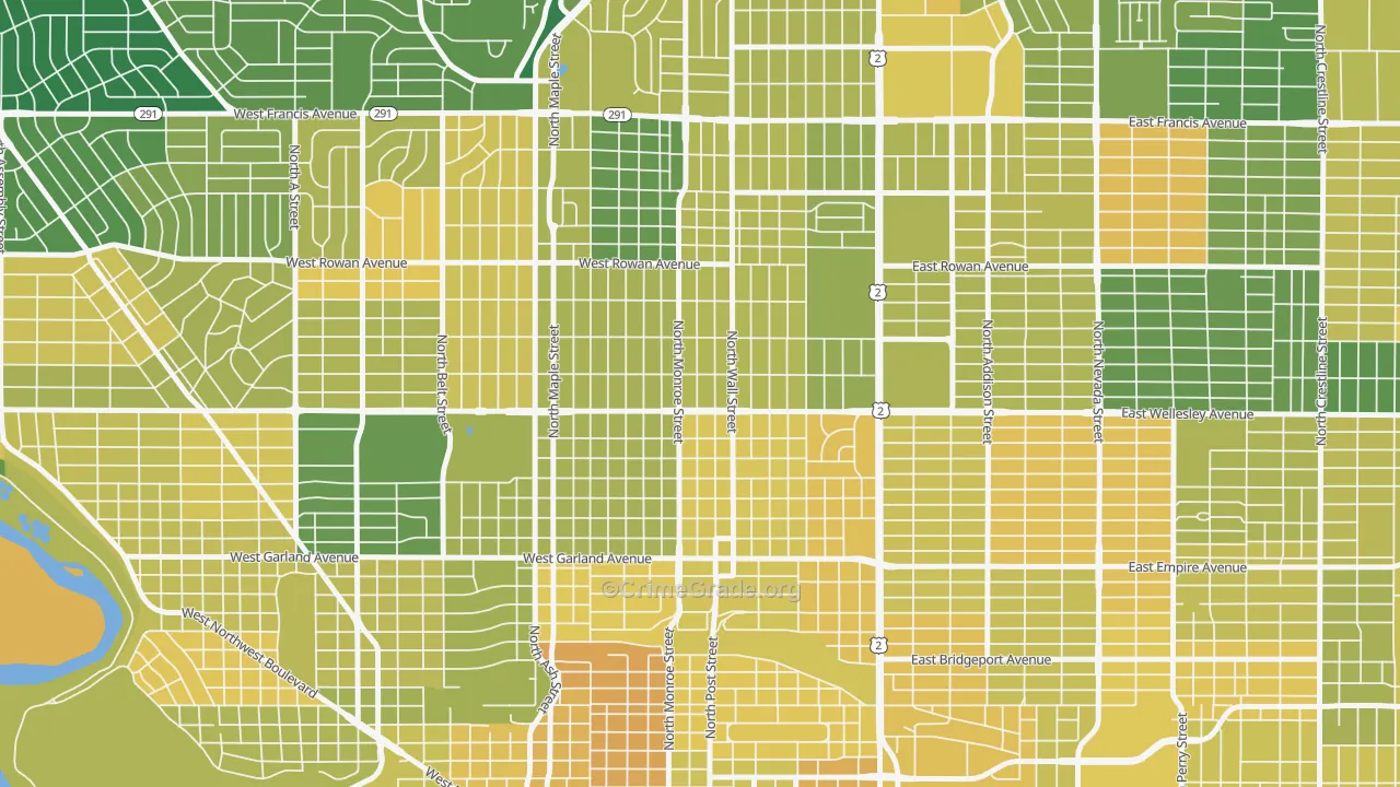 North Hill, Spokane, WA Map of Murder Rates