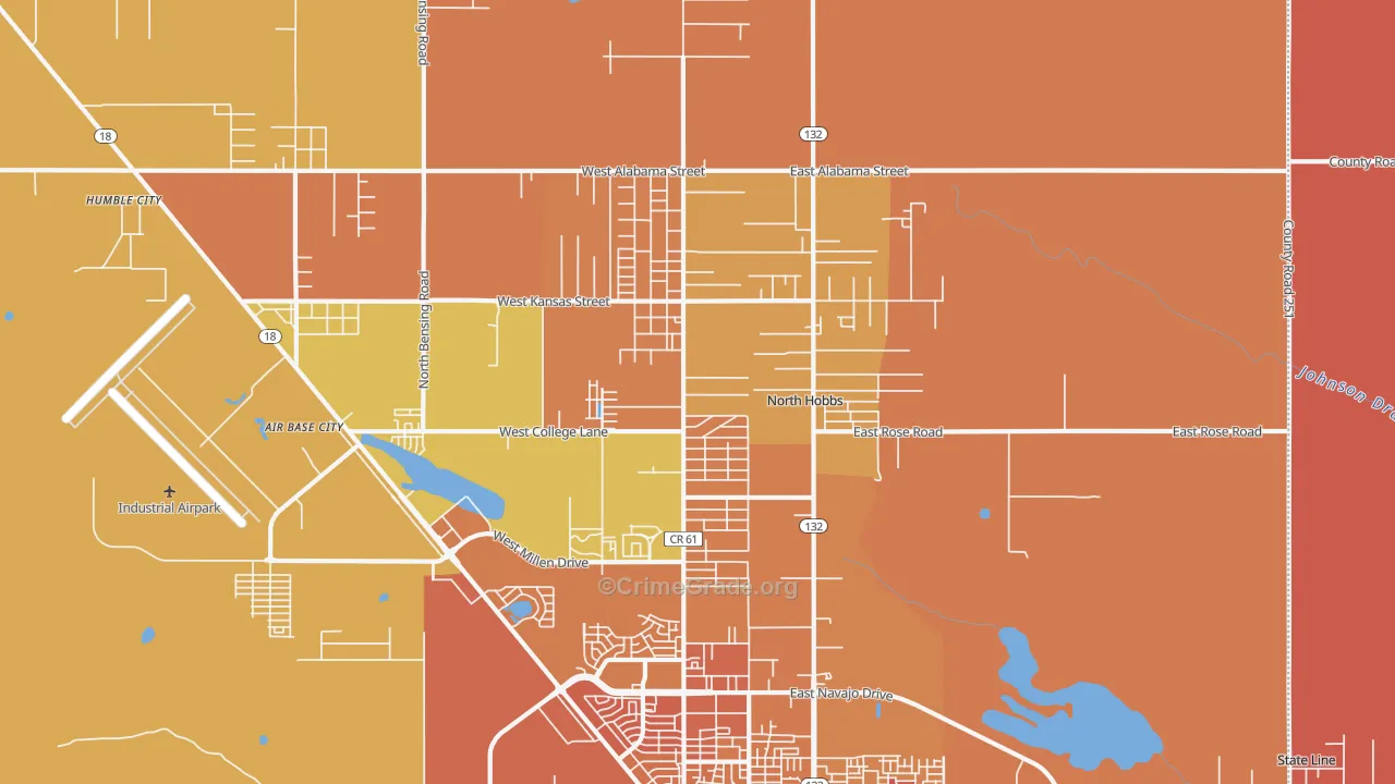 North Hobbs, NM Map of Murder Rates