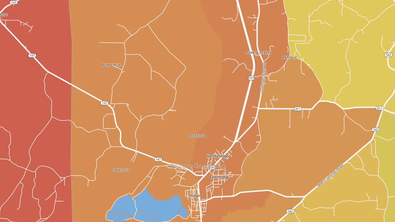 North Hodge, LA Map of Murder Rates