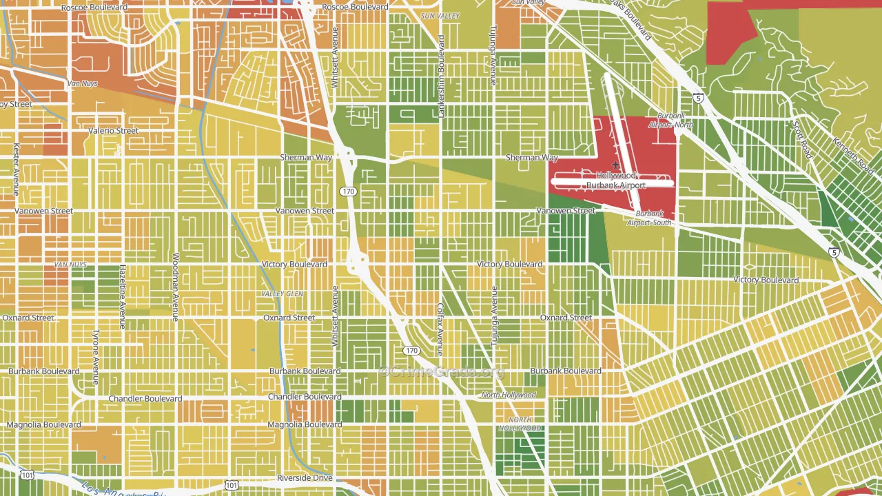 North Hollywood, CA Map of Murder Rates