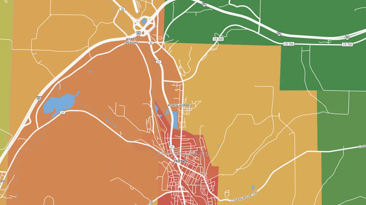 North Hornell, NY Map of Murder Rates