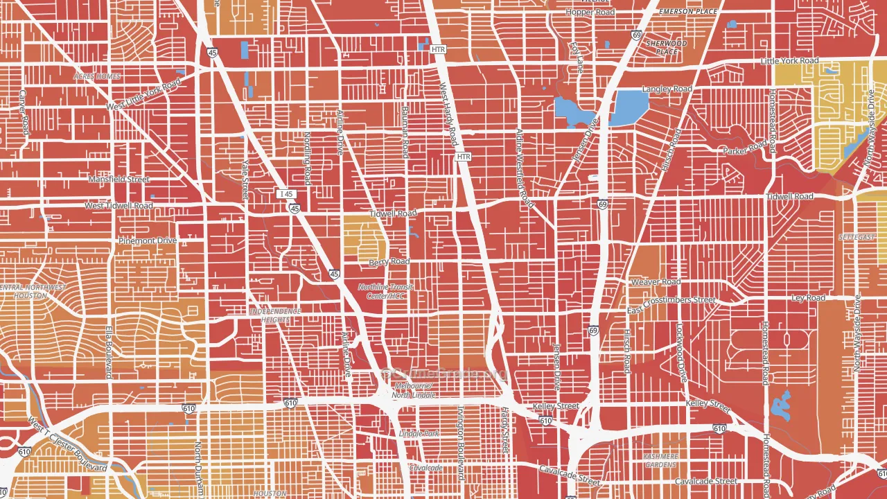 North, Houston, TX Map of Murder Rates