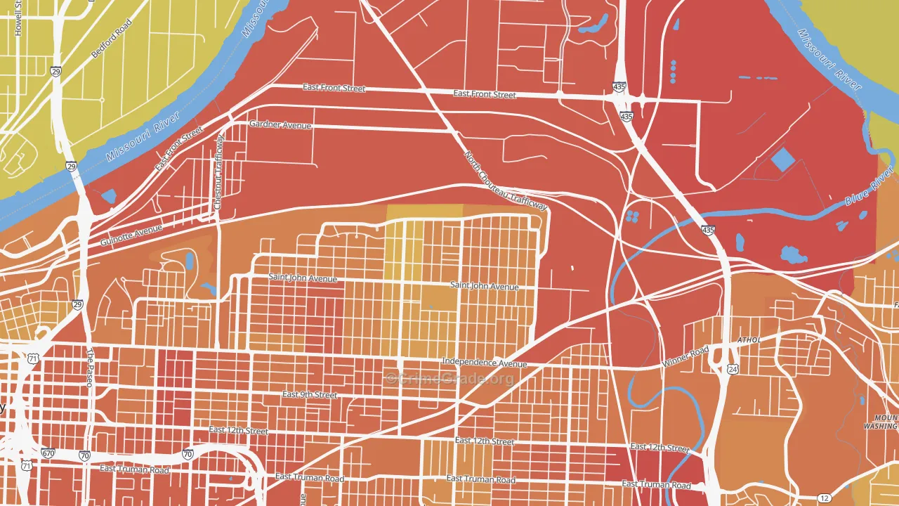 North India Mound, Kansas City, MO Map of Murder Rates