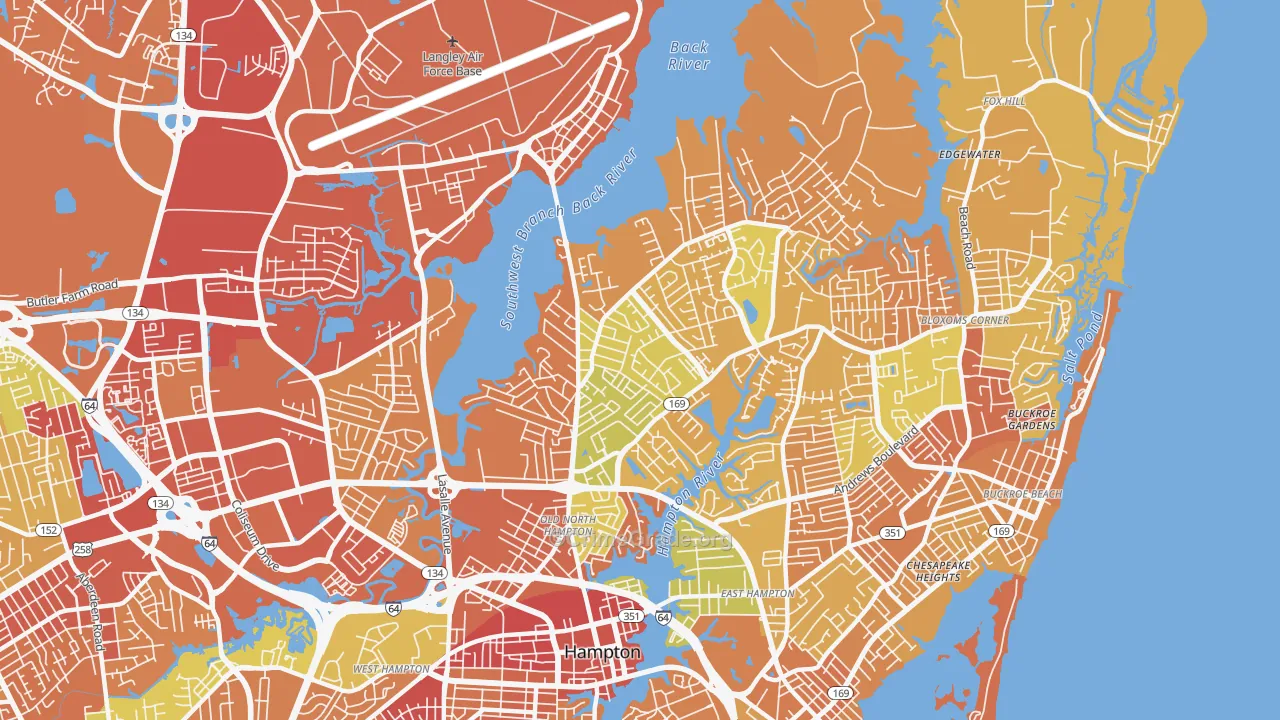 North King St, Hampton, VA Map of Murder Rates