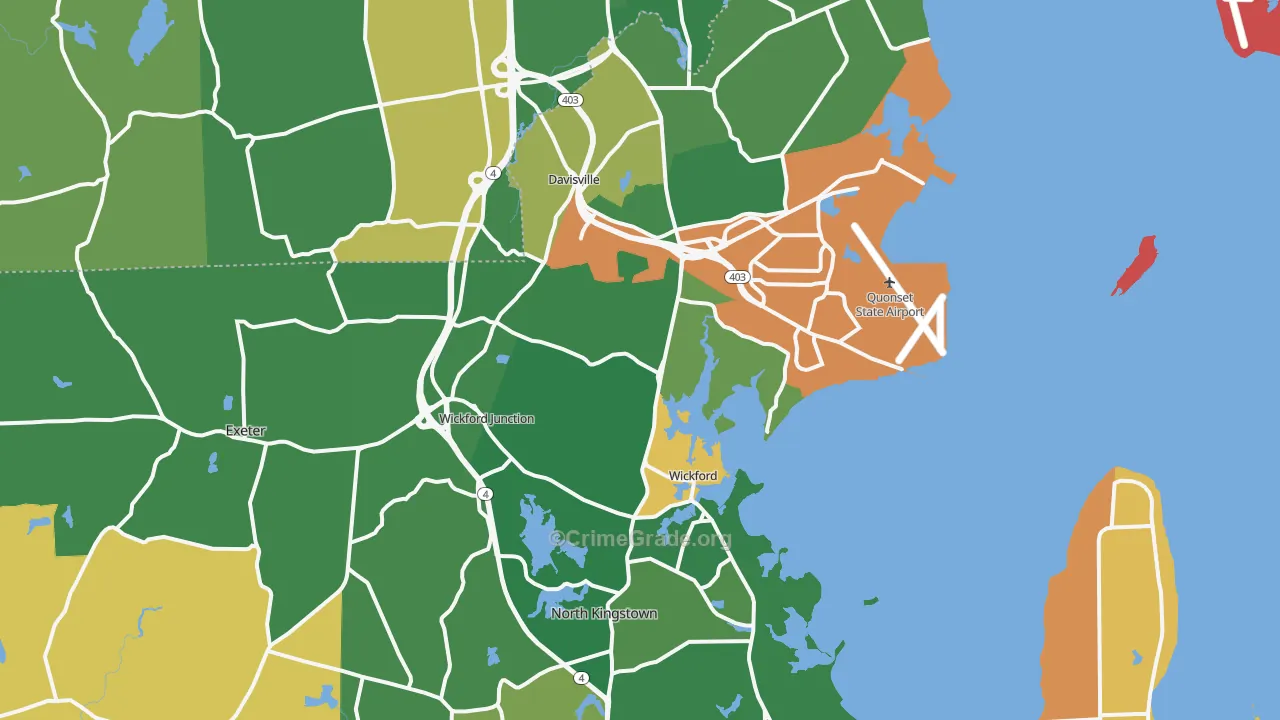 North Kingstown, RI Map of Murder Rates