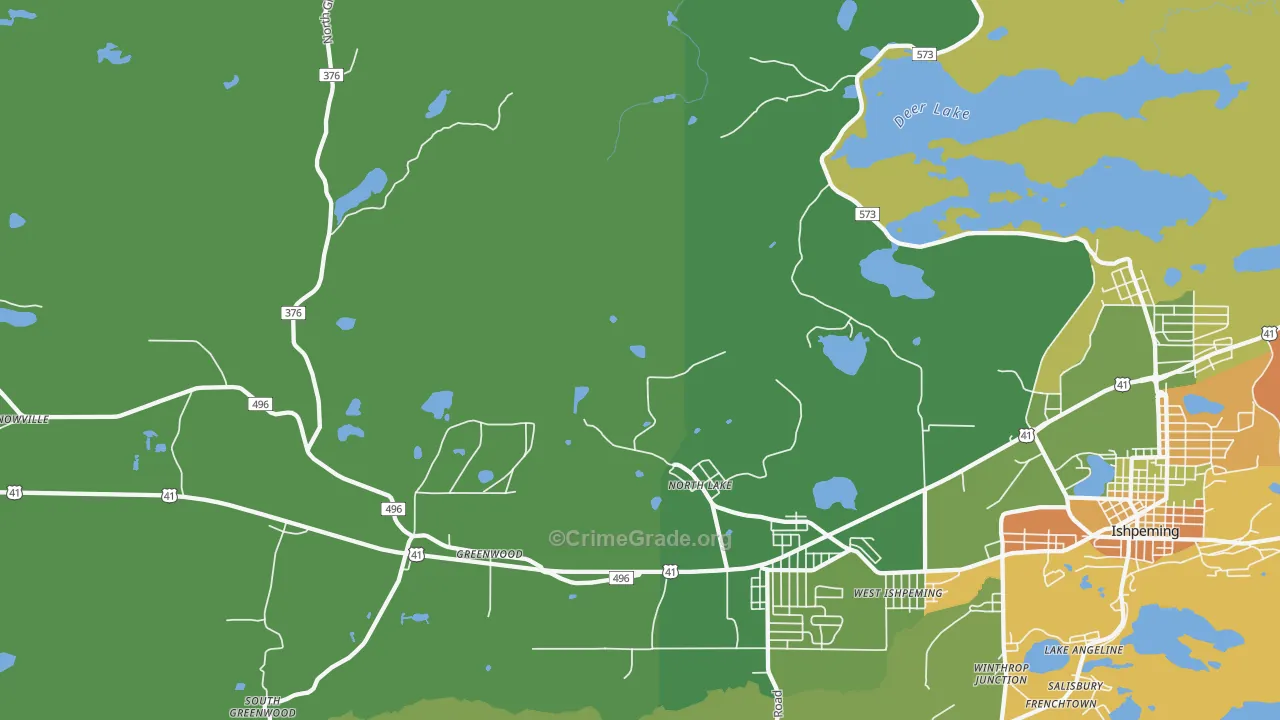 North Lake, MI Map of Murder Rates