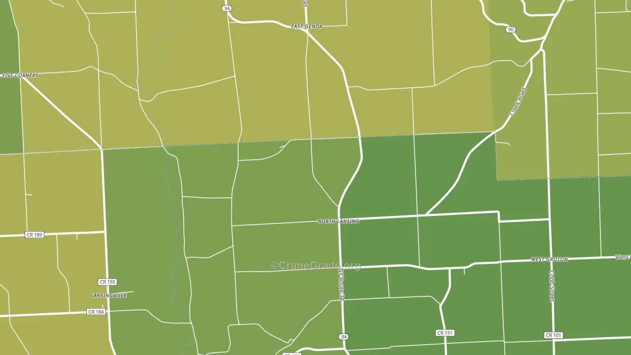 North Lansing, NY Map of Murder Rates