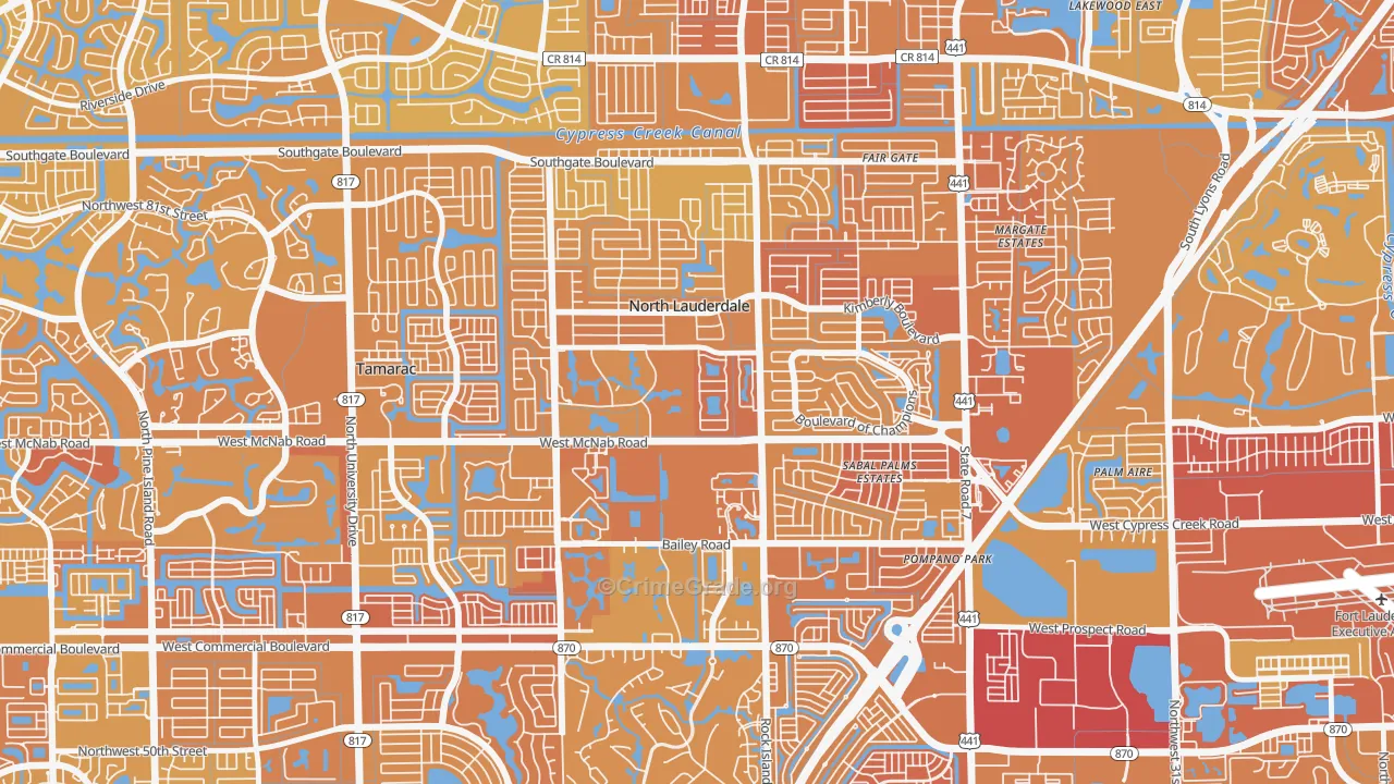 North Lauderdale Estates, North Lauderdale, FL Map of Murder Rates