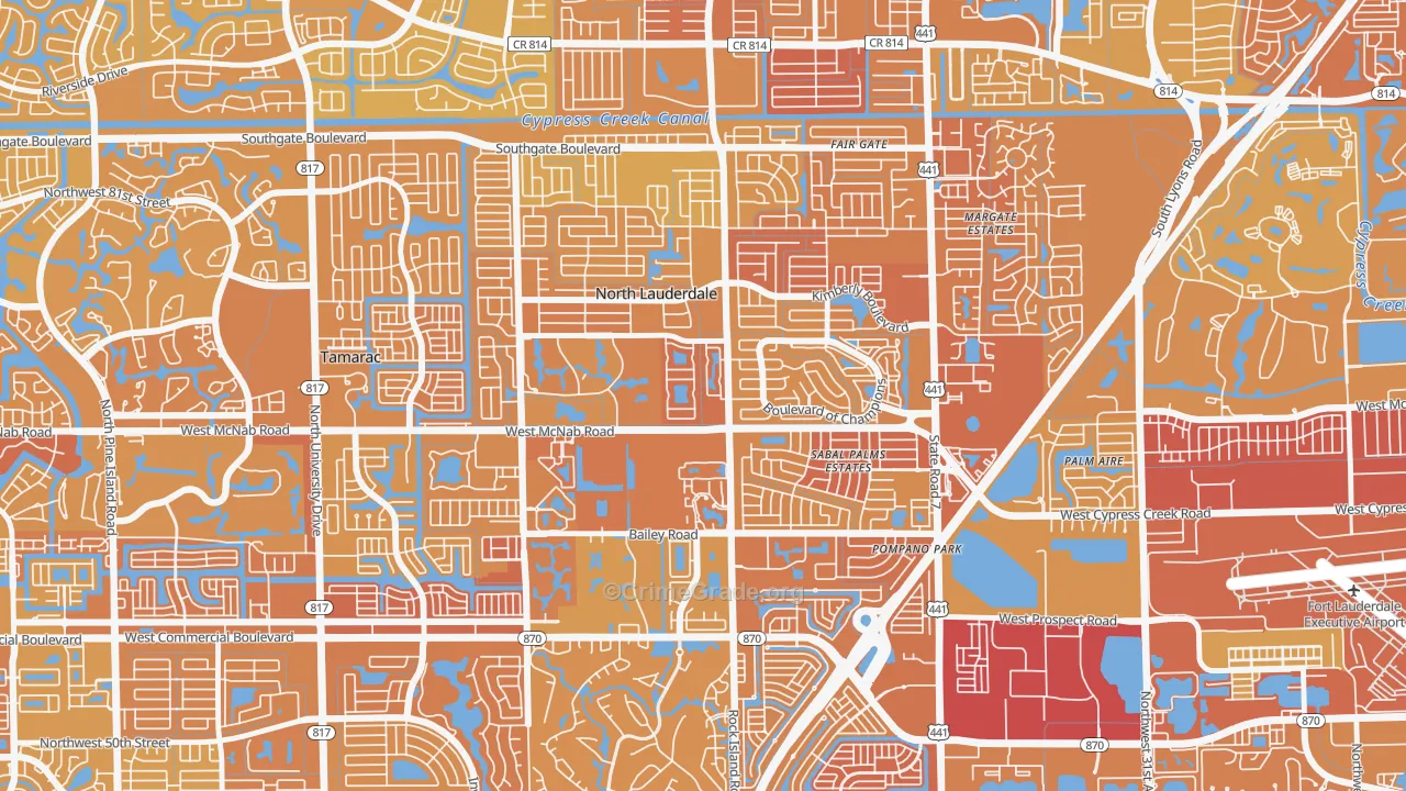 North Lauderdale, FL Map of Murder Rates