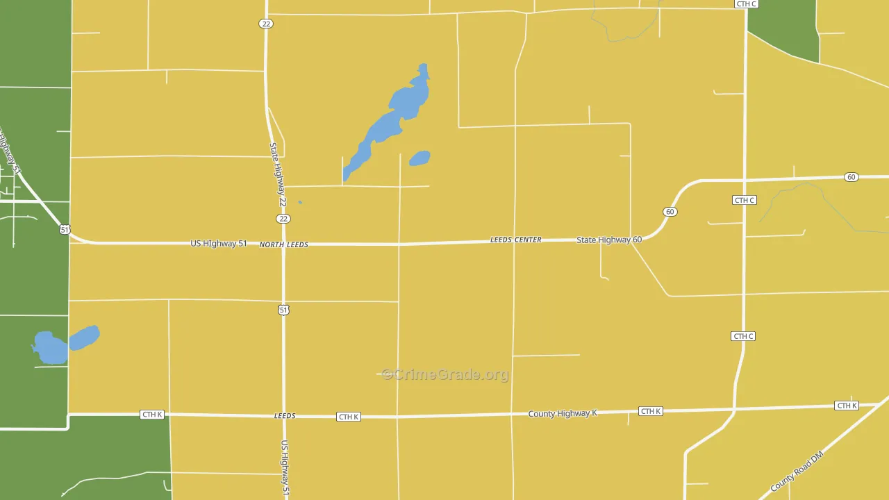 North Leeds, WI Map of Murder Rates