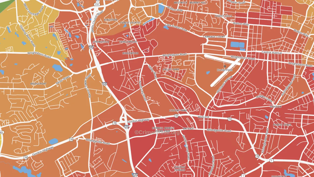 North Leg, Augusta, GA Map of Murder Rates