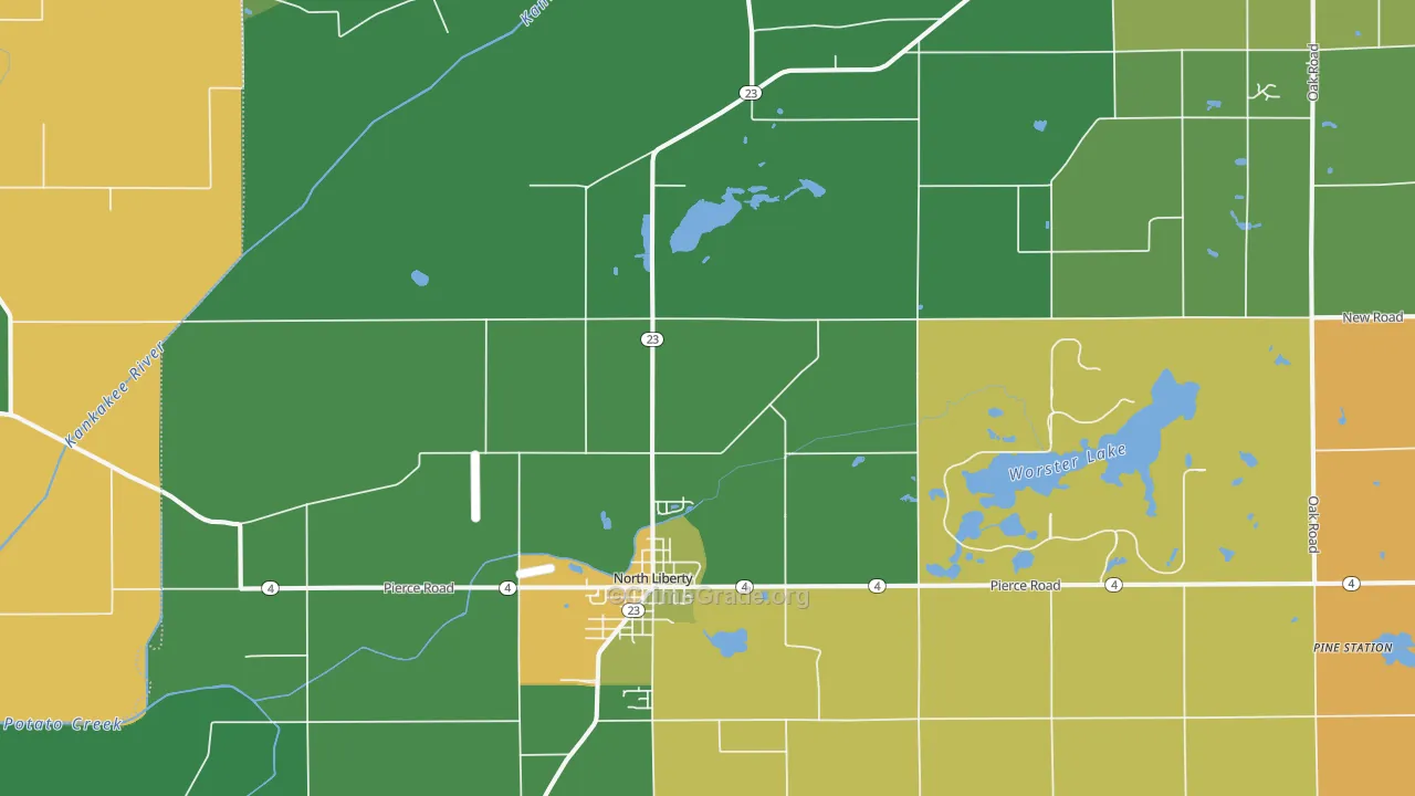 North Liberty, IN Map of Murder Rates