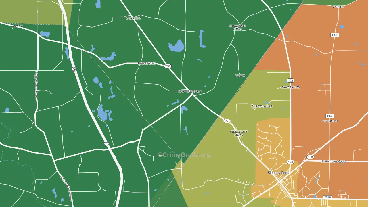 North Liberty, PA Map of Murder Rates