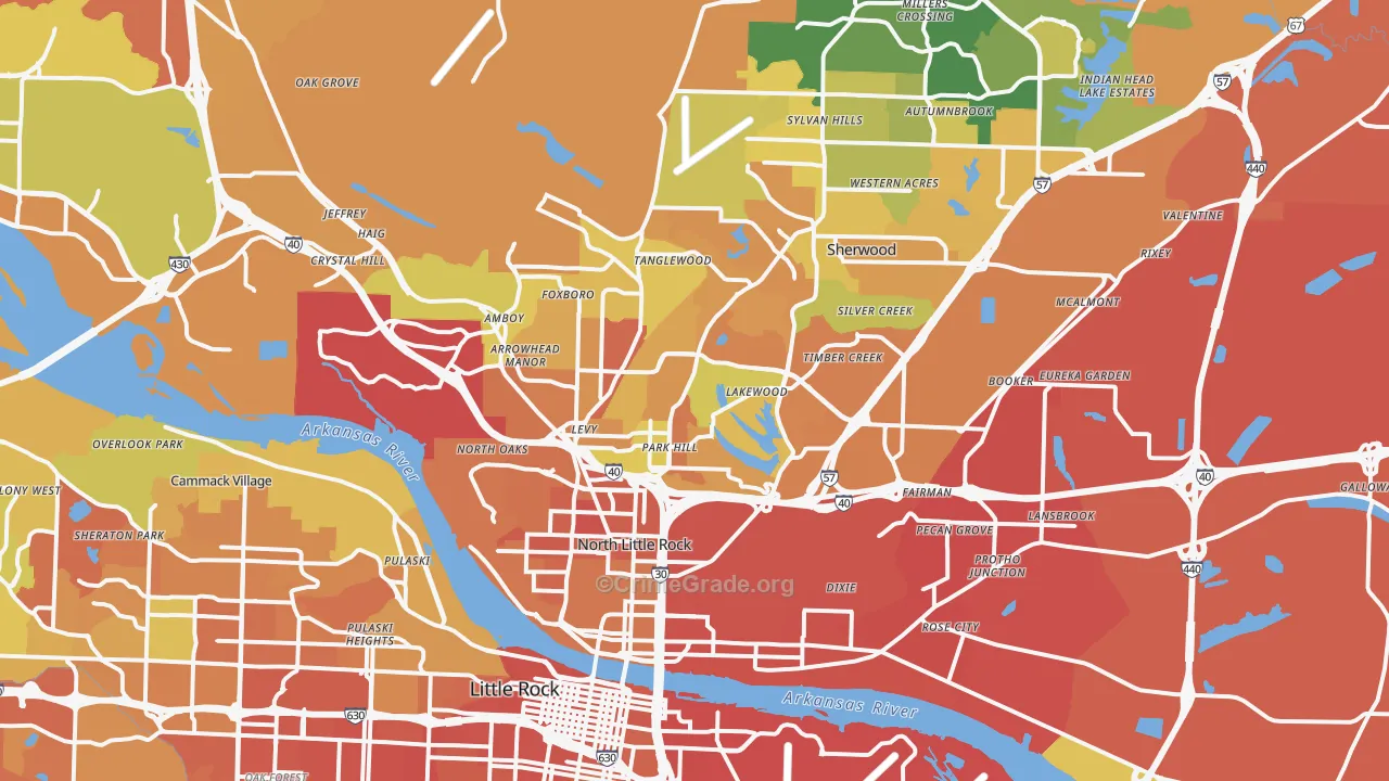 North Little Rock, AR Map of Murder Rates