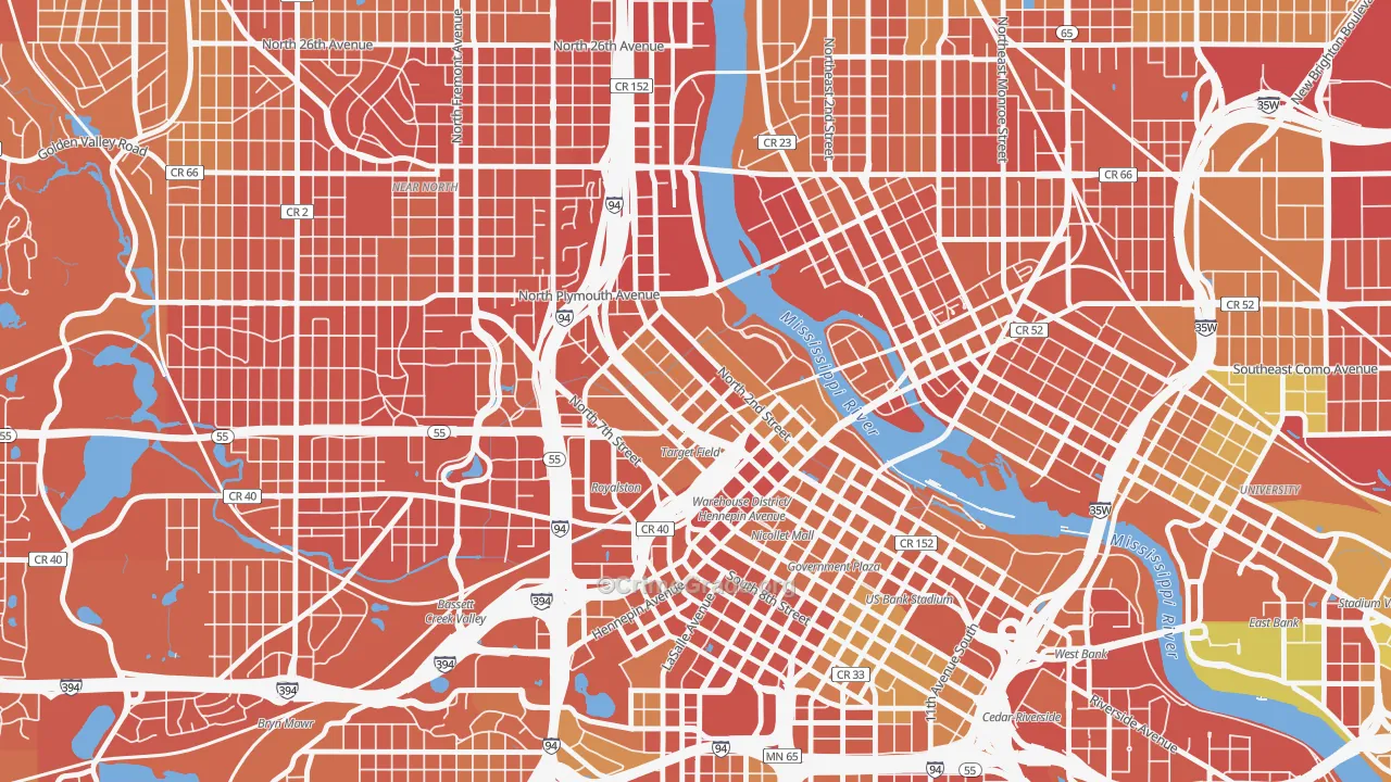 North Loop, Minneapolis, MN Map of Murder Rates