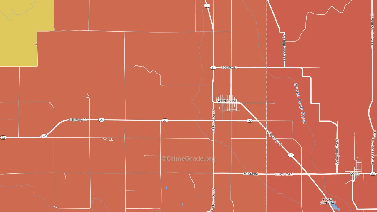 North Loup, NE Map of Murder Rates