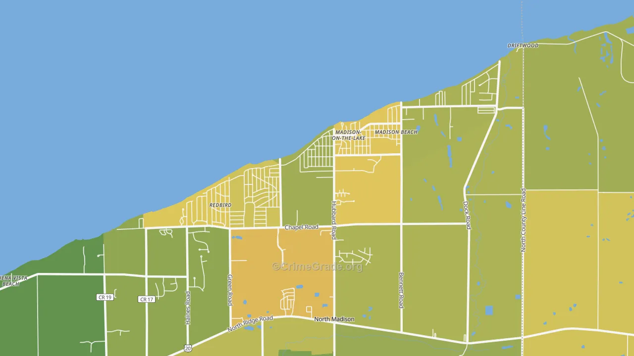 North Madison, OH Map of Murder Rates