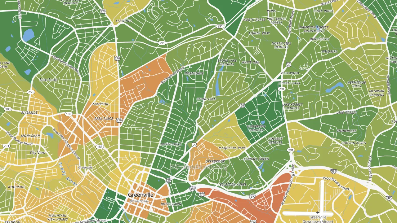 North Main, Greenville, SC Map of Murder Rates