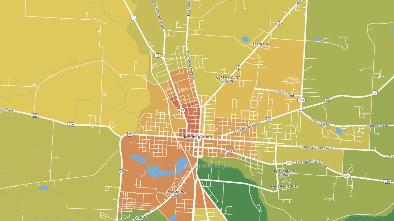 North Main Historic District, Mount Vernon, OH Map of Murder Rates
