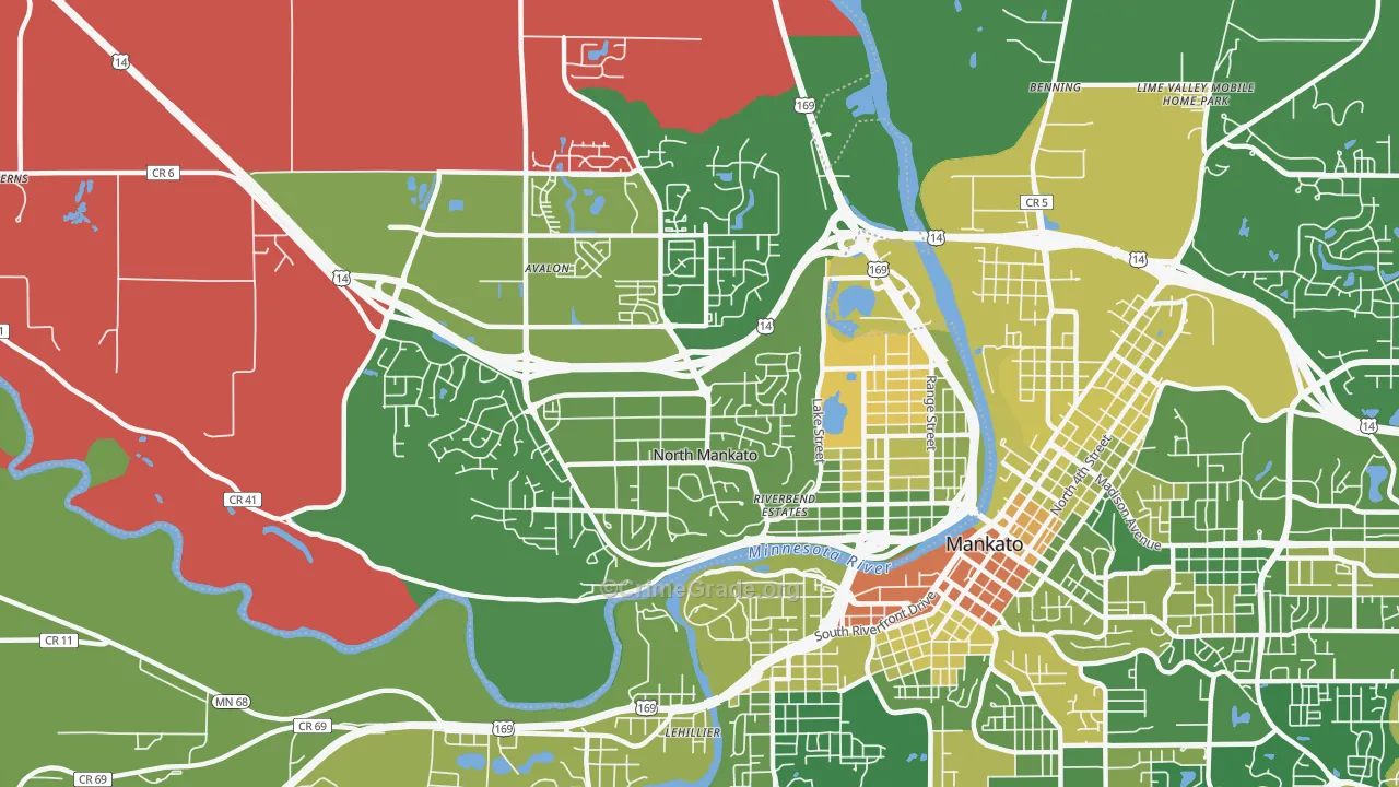 North Mankato, MN Map of Murder Rates