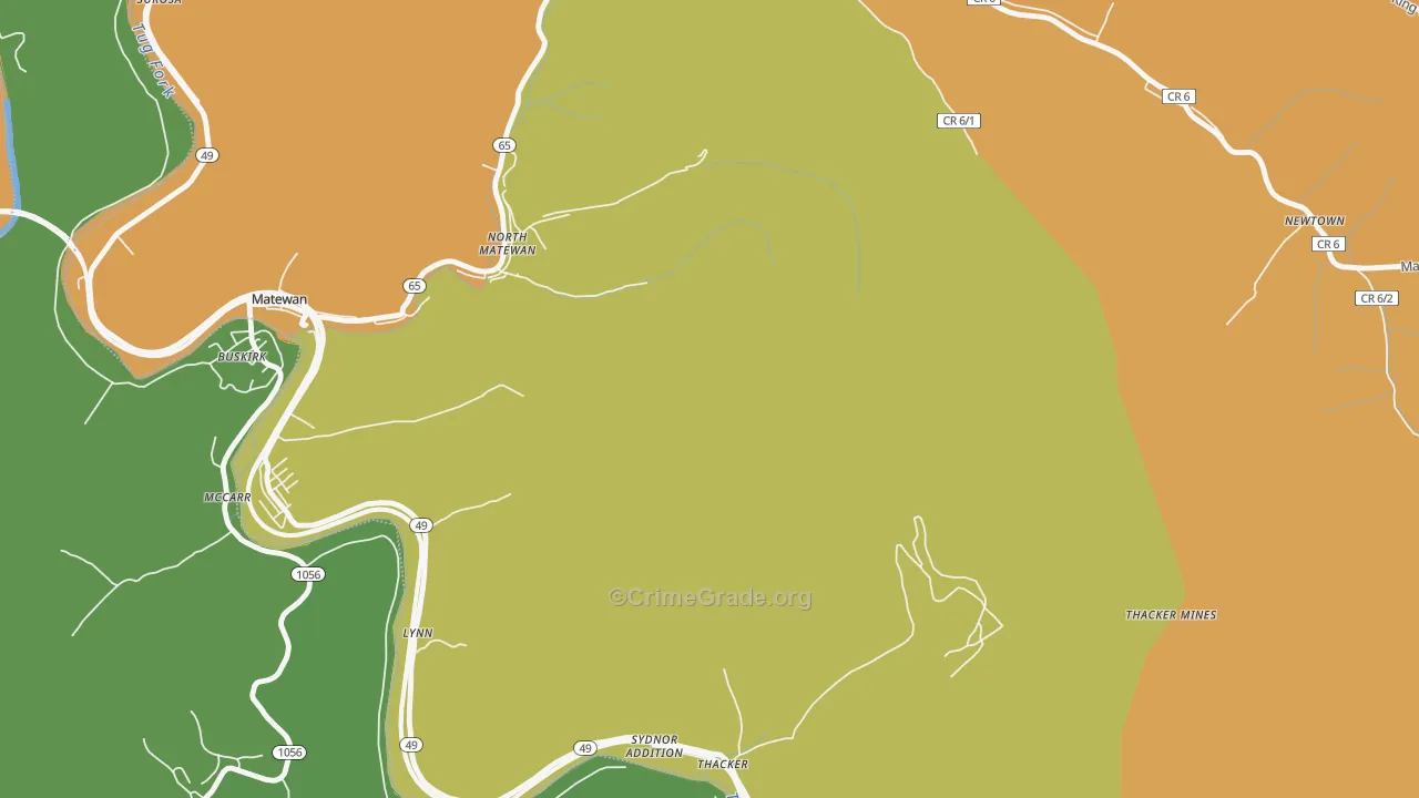 North Matewan, WV Map of Murder Rates