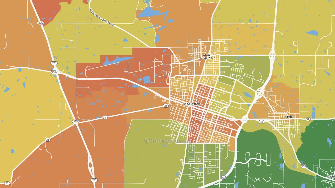 North McAlester, OK Map of Murder Rates