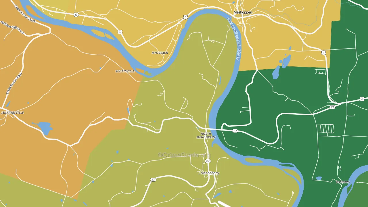 North Mehoopany, PA Map of Murder Rates