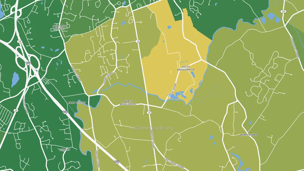 North Middleboro, MA Map of Murder Rates