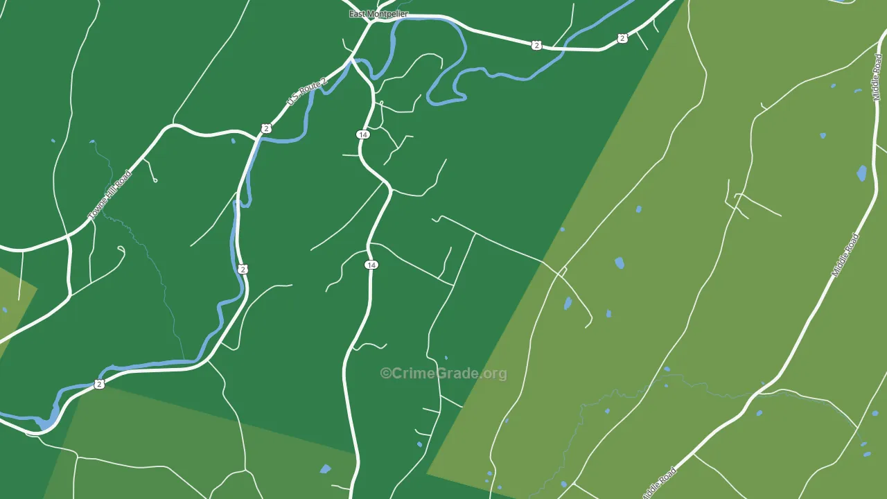 North Montpelier, VT Map of Murder Rates